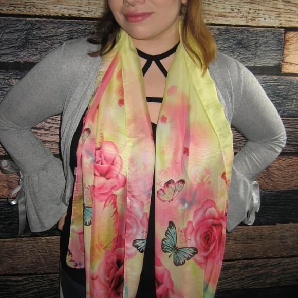 *HOST PICK* Floral Print Chiffon Scarf - Picture 4 of 5